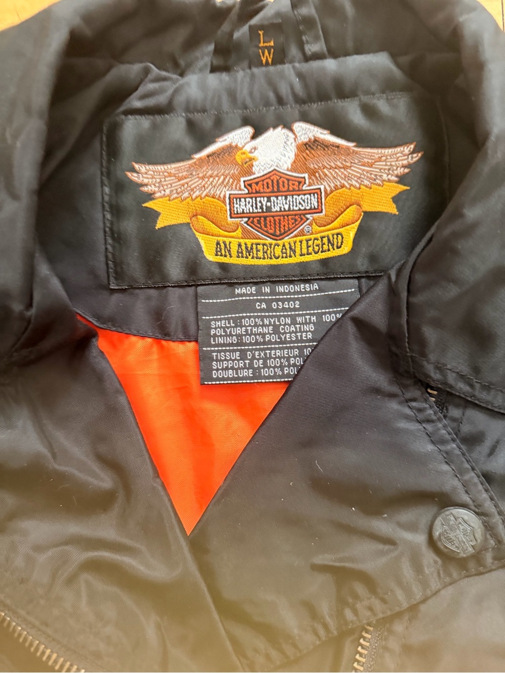 Harley-Davidson Black Women's Bomber Moto Jacket with Orange Lining - Picture 3 of 5